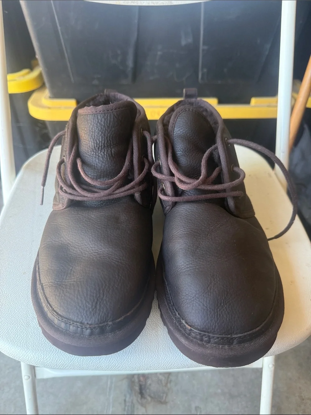 UGG Men's Dark Brown Leather Lace-Up Ankle Boots